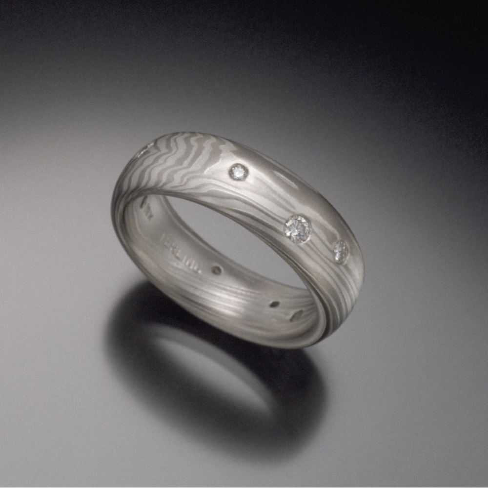 Scattered Diamond Mokume Band